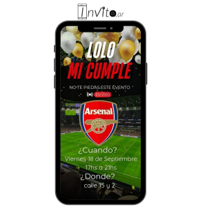 Pronto invitación digital cumpleaños Arsenal modelo c24